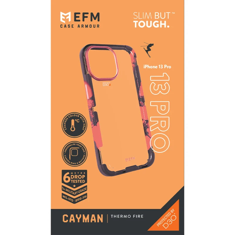 EFM Cayman Case Armour with D3O Crystalex For iPhone 13 Pro - Thermo Fire