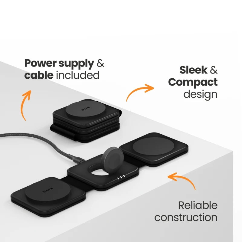 EFM FLUX Travel 3-in-1 Wireless Charger With 20W Wall Charger