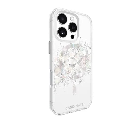 Case-Mate Karat MagSafe Case For iPhone 16 Pro - Touch of Pearl - Silver / Clear