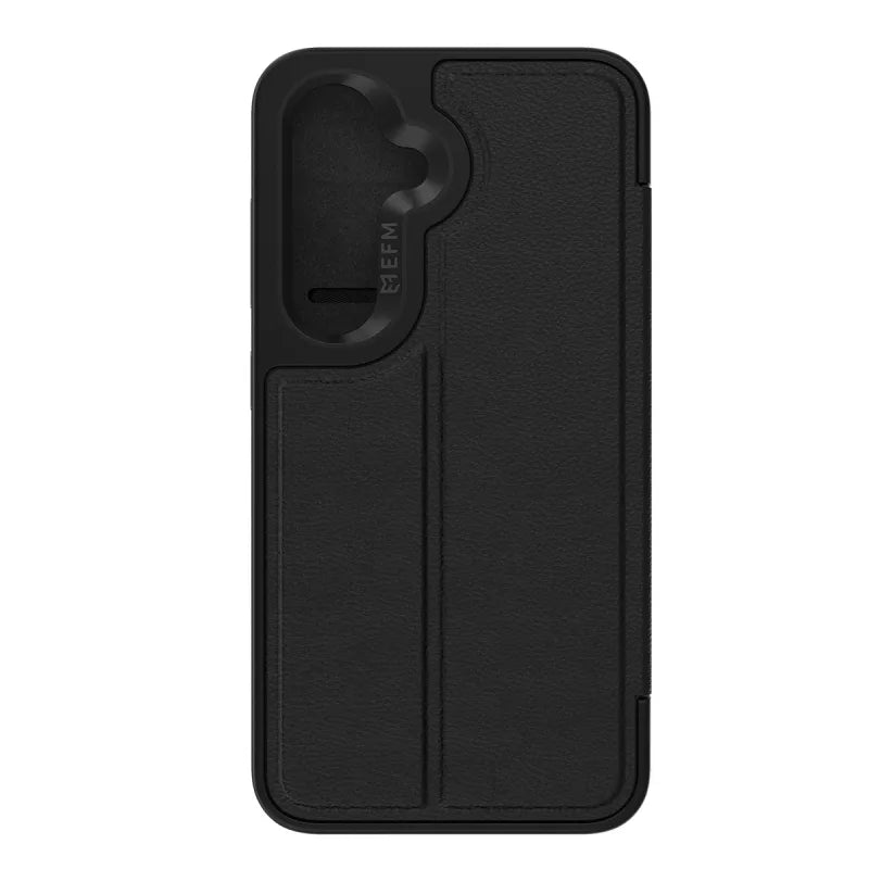 EFM Monaco Vegan Leather Wallet Case with D3O BIO For Samsung Galaxy S25+ - Black