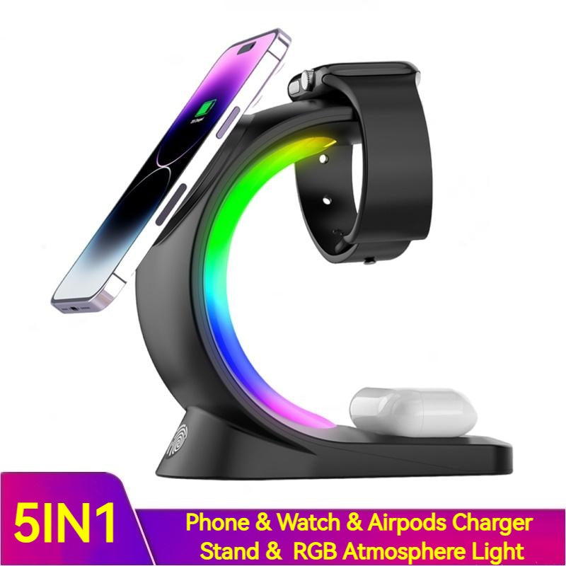 4 in 1 Magnetic Wireless Charger Station with RGB Light 