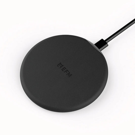EFM Leather Wireless Charge Pad 15W Qi WPC Certified with USB Wall Adapter