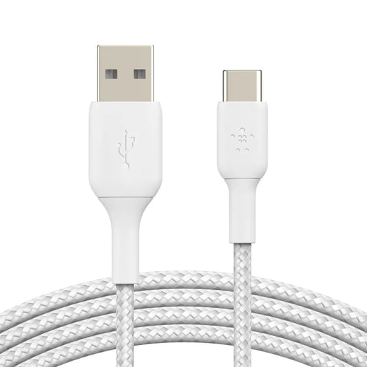 Belkin BoostCharge USB-A to USB-C Braided Cable, 1m Universally compatible - White
