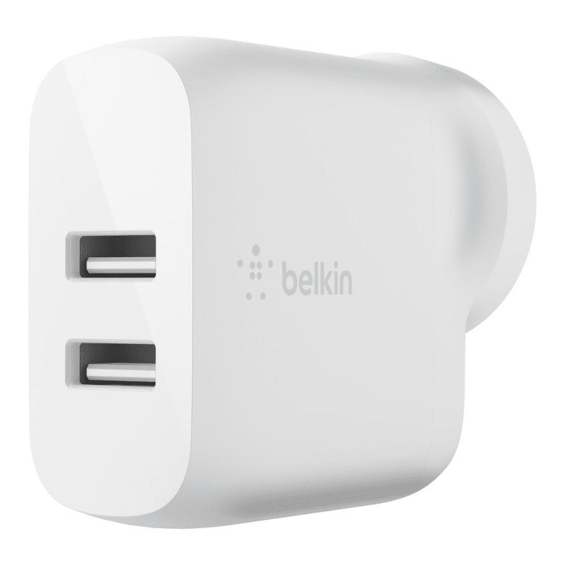 Belkin 24W Dual Wall Charger and USB-A to USB-C Cable Universally compatible - White
