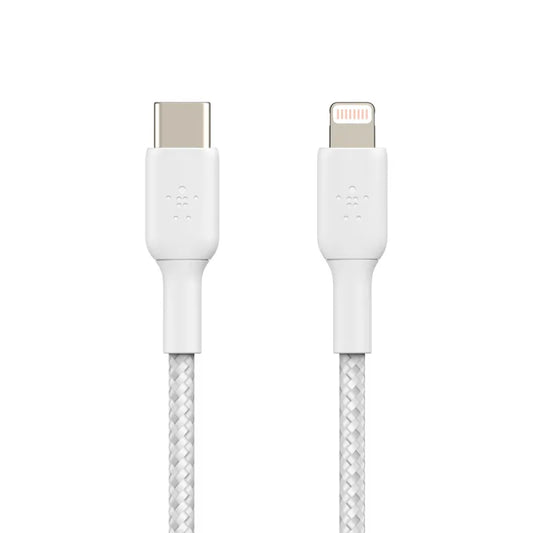 Belkin BOOSTCHARGE USB-C to Lightning Braided Cable , 1m For Apple Devices - White
