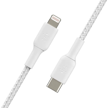 Belkin BOOSTCHARGE USB-C to Lightning Braided Cable , 1m For Apple Devices - White