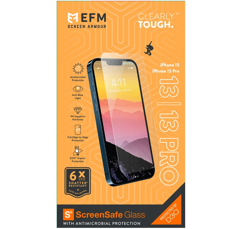 EFM ScreenSafe Glass Screen Armour with D3O For iPhone 13/13 Pro /iPhone 14
