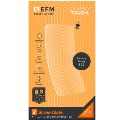 EFM ScreenSafe Film Screen Armour with D3O For Samsung Galaxy S22 - Clear/Black Frame