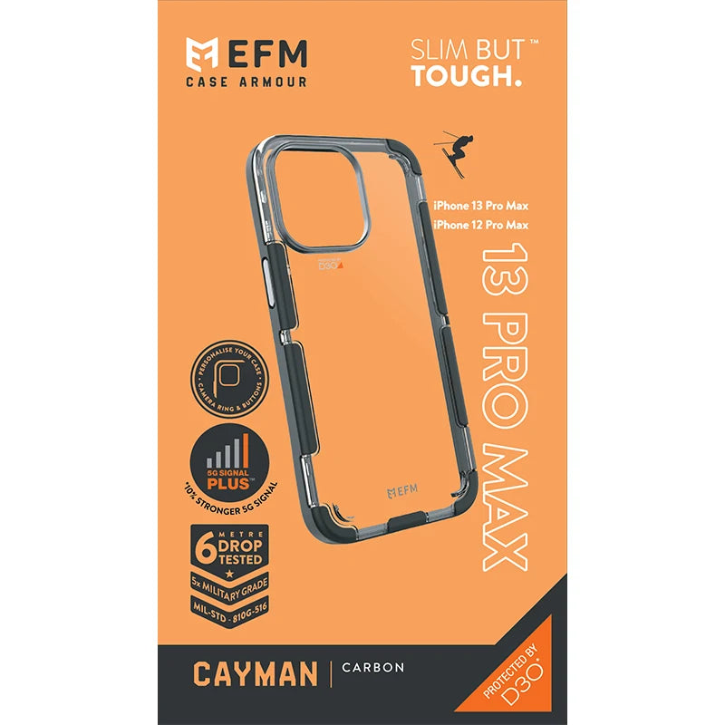 EFM Cayman Case Armour with D3O 5G Signal Plus For iPhone 13 Pro Max - Carbon