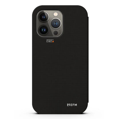 EFM Miami Leather Wallet Case Armour with D3O For iPhone 13 Pro Max - Smoke Black
