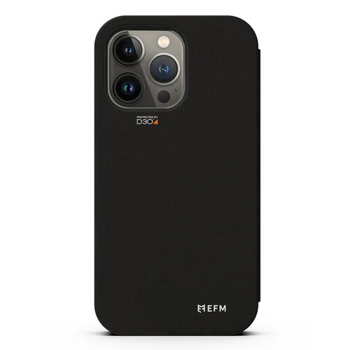 EFM Miami Leather Wallet Case Armour with D3O For iPhone 13 Pro Max - Smoke Black