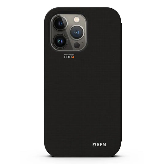 EFM Miami Leather Wallet Case Armour with D3O For iPhone 13 Pro Max - Smoke Black