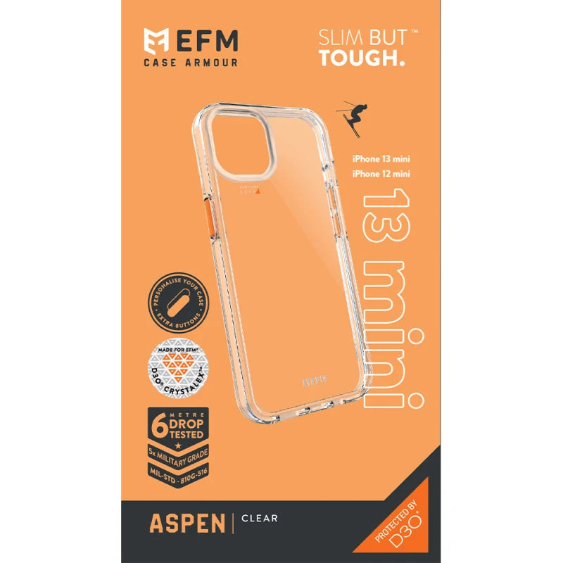 EFM Aspen Case Armour with D3O Crystalex For iPhone 13 mini - Clear