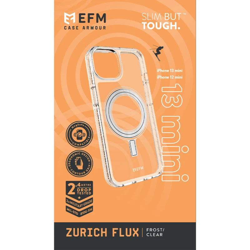 EFM Zurich Flux Case Armour Compatible with MagSafe For iPhone 13 mini- Frost Clear