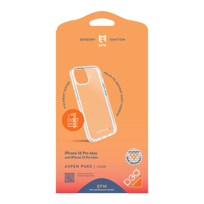 EFM Aspen Pure Case Armour with D3O Crystalex For iPhone 13 Pro Max /iPhone 14 Pro Max