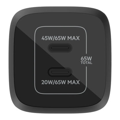 Belkin BOOST UP Dual USB-C Wall Charger GaN Technology 65W with PPS