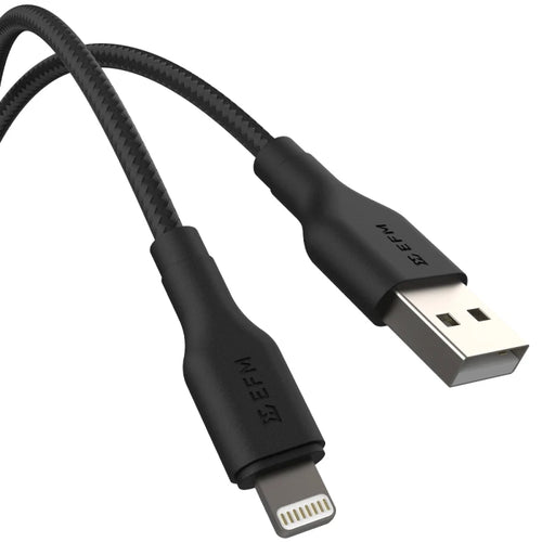 EFM USB-A to Lightning Braided Power and Data 2M Cable Tested to withstand 20000+ bends