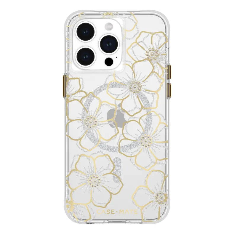 Case-Mate Floral Gems MagSafe Case For iPhone 15 Pro Max - Gold