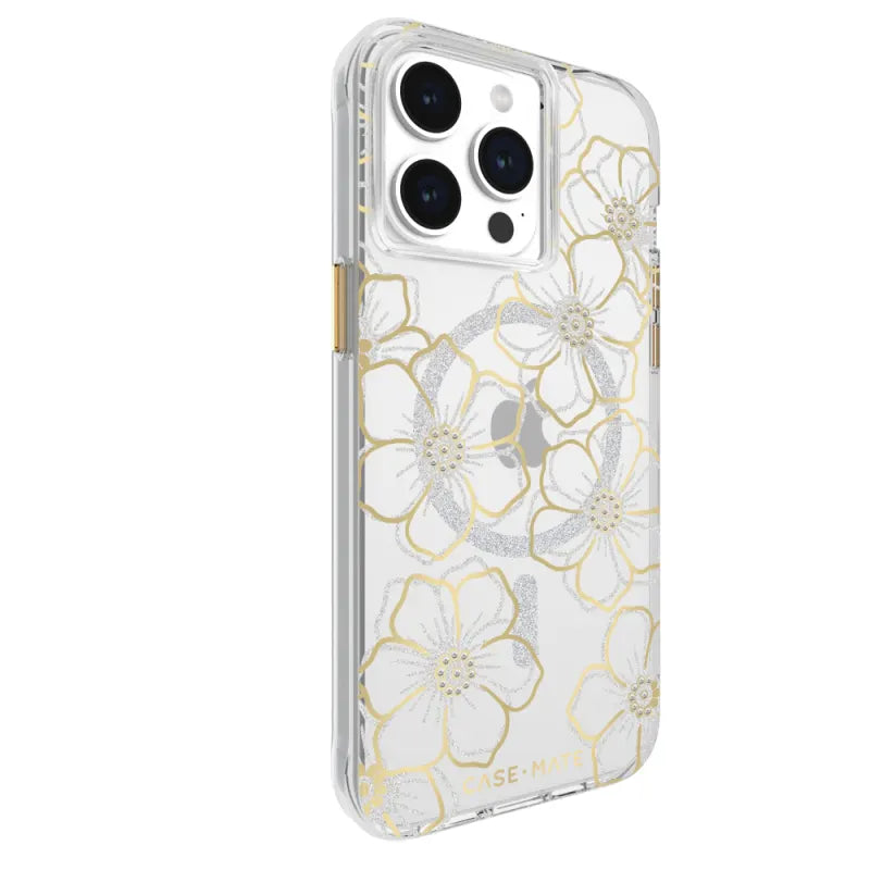 Case-Mate Floral Gems MagSafe Case For iPhone 15 Pro Max - Gold