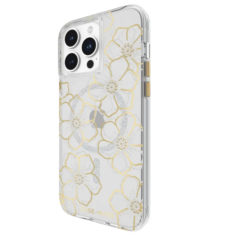 Case-Mate Floral Gems MagSafe Case For iPhone 15 Pro Max - Gold