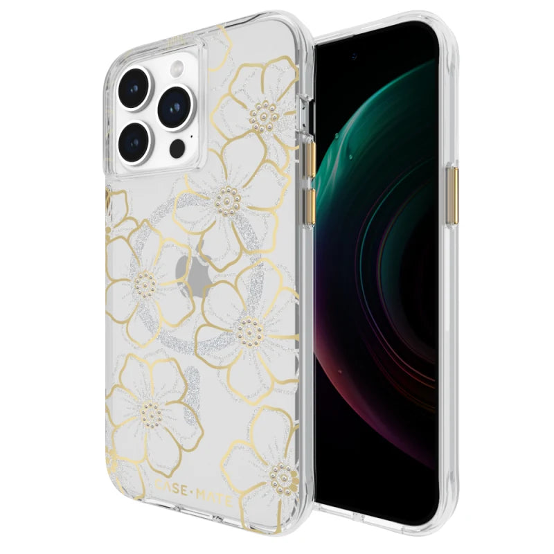 Case-Mate Floral Gems MagSafe Case For iPhone 15 Pro Max - Gold