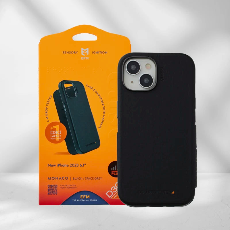 EFM Monaco Wallet Case Armour with D3O 5G Signal Plus Technology For iPhone 15