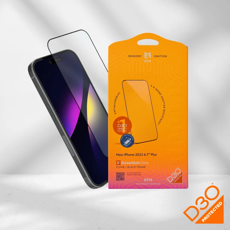 EFM ScreenSafe Glass with D3O Screen Armour For iPhone 15
