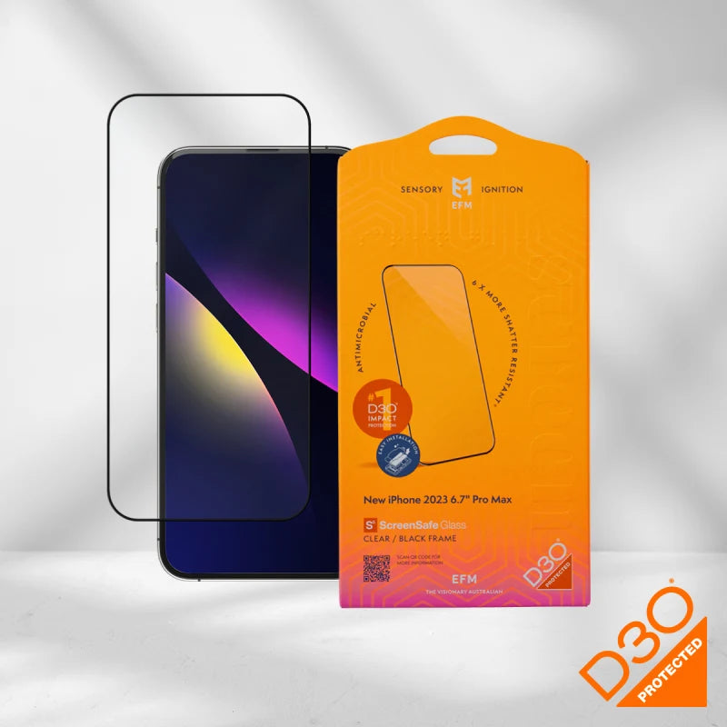 EFM ScreenSafe Glass with D3O Screen Armour For iPhone 15 Pro Max