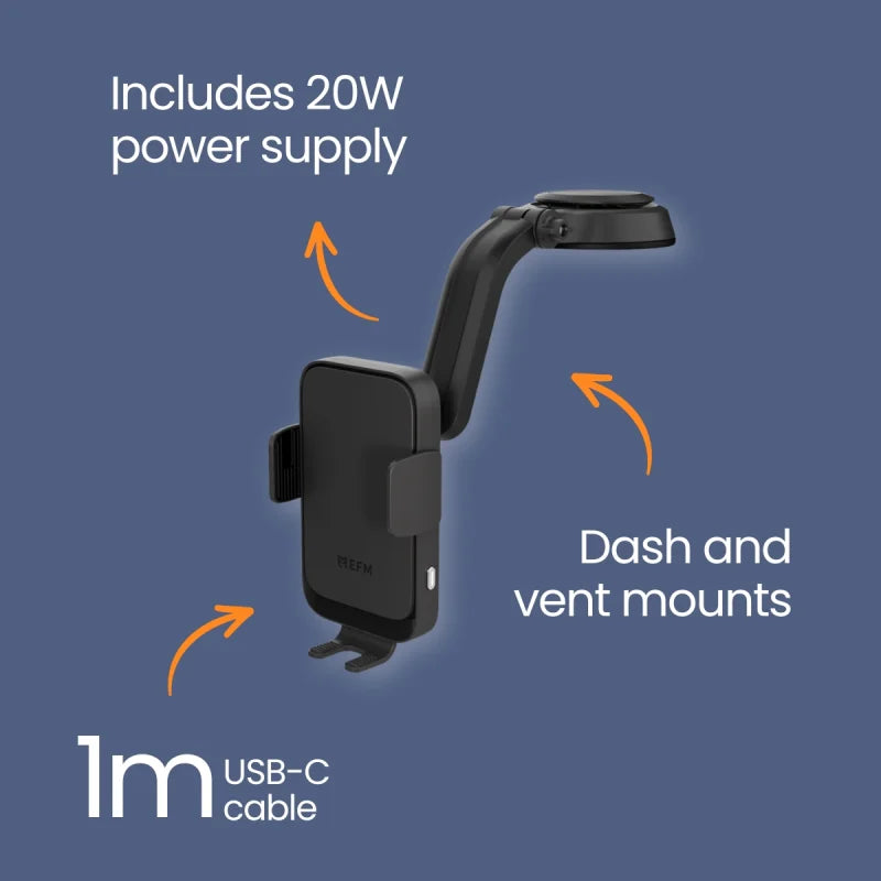 EFM Dual-Coil Wireless Car Charger With 20W Car Charger