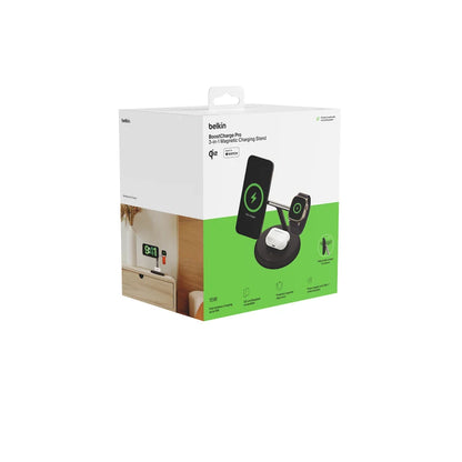Belkin BoostCharge Pro 3-in-1 Magnetic Wireless Charging Stand with Qi2 15W - Black