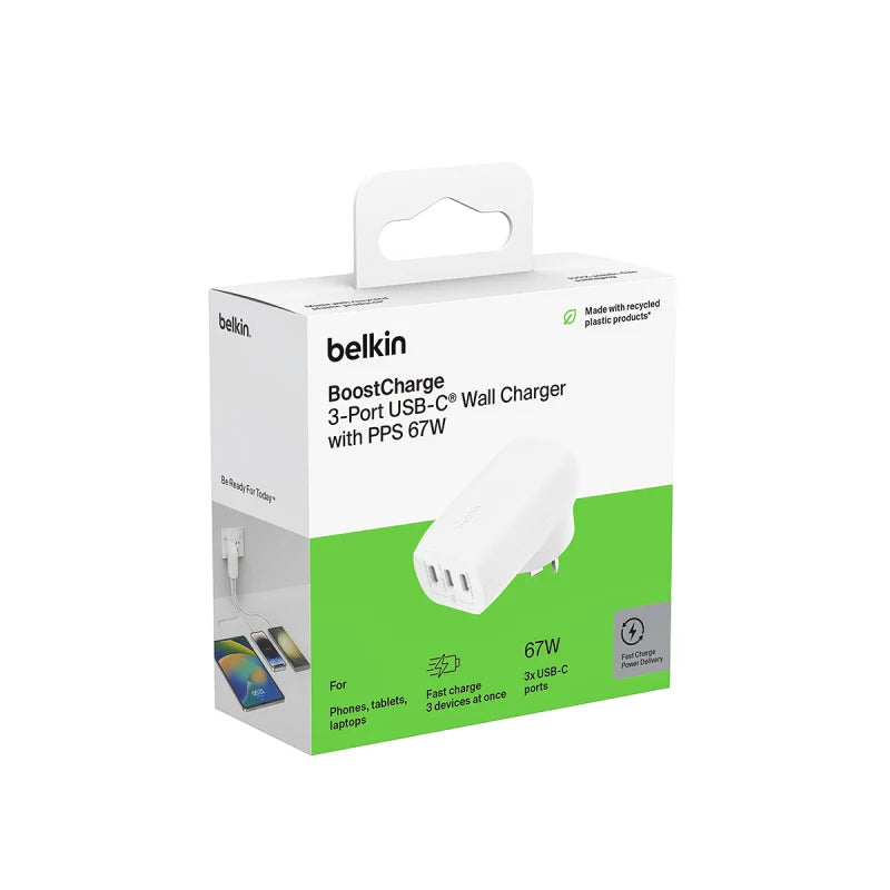 Belkin BoostCharge 3 Port USB-C Wall Charger with PPS 67W