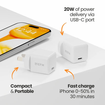 EFM ECO 20W Wall Charger With Power Delivery and PPS Technology - White