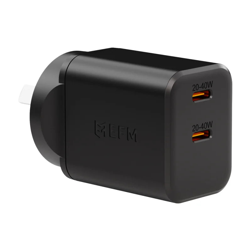 EFM ECO 40W Dual Port Wall Charger With GaN, Power Delivery and PPS