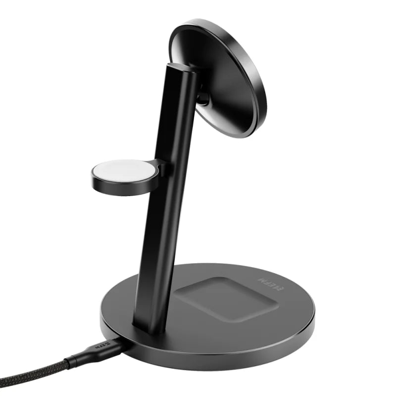 EFM Qi2 Trio Wireless Charge Stand With 5W MFi Apple Watch Charge Pad