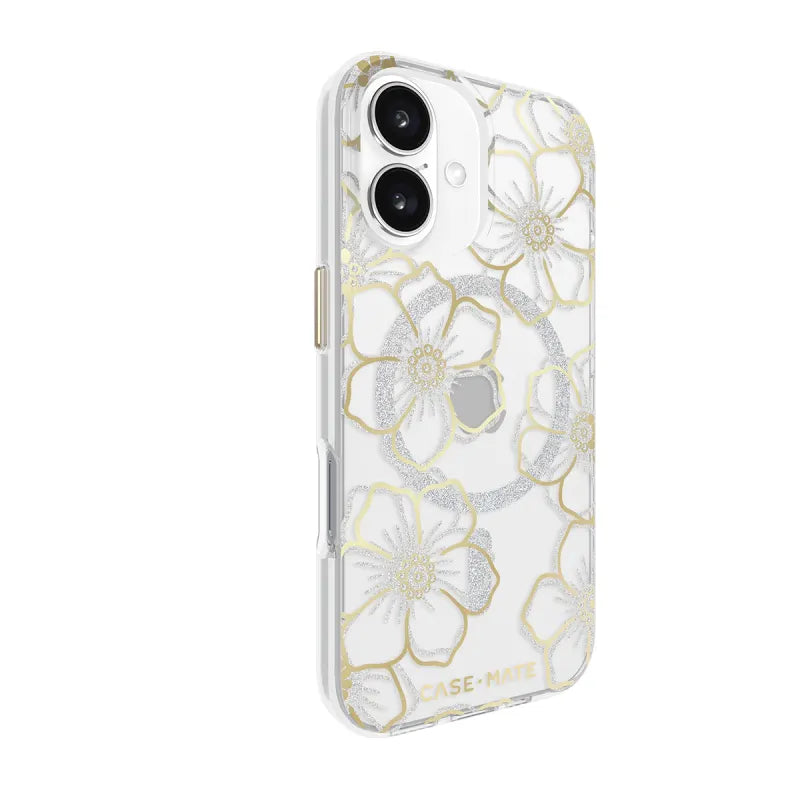 Case-Mate Floral Gems MagSafe Case For iPhone 16 - Gold