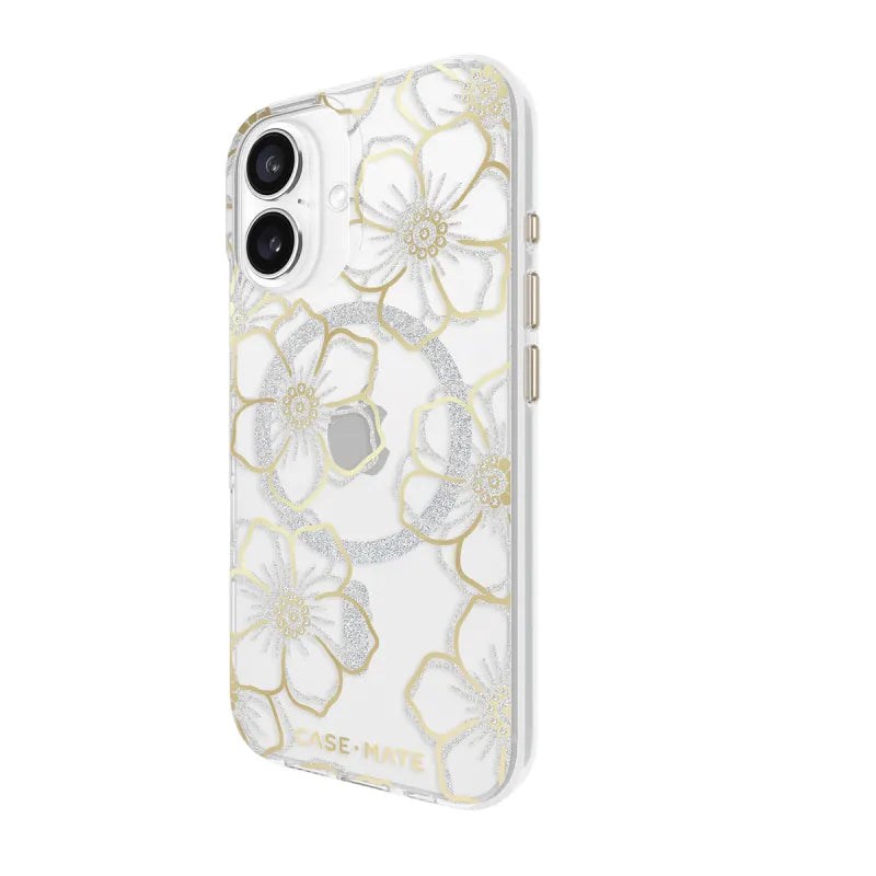 Case-Mate Floral Gems MagSafe Case For iPhone 16 - Gold