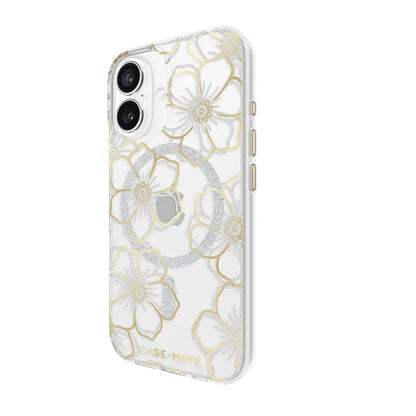 Case-Mate Floral Gems MagSafe Case For iPhone 16 - Gold