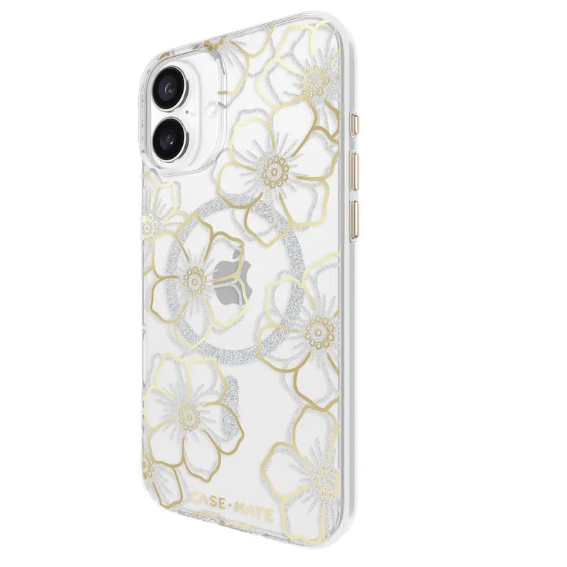 Case-Mate Floral Gems MagSafe Case For iPhone 16 Plus - Clear/ Gold