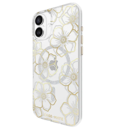 Case-Mate Floral Gems MagSafe Case For iPhone 16 Plus - Clear/ Gold