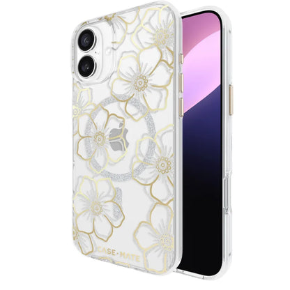 Case-Mate Floral Gems MagSafe Case For iPhone 16 Plus - Clear/ Gold