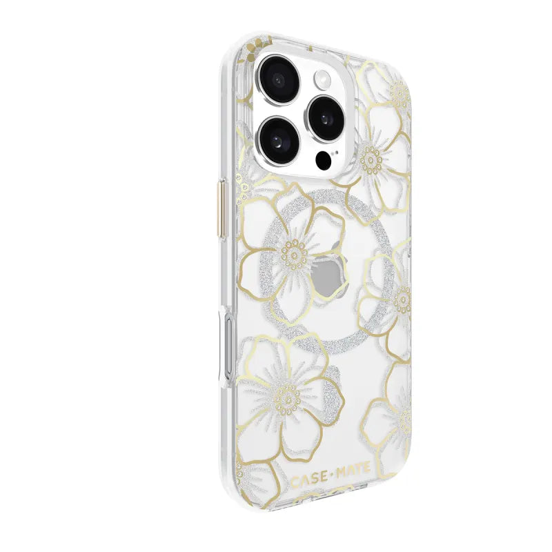 Case-Mate Floral Gems MagSafe Case For iPhone 16 Pro - Gold