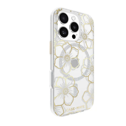 Case-Mate Floral Gems MagSafe Case For iPhone 16 Pro - Gold