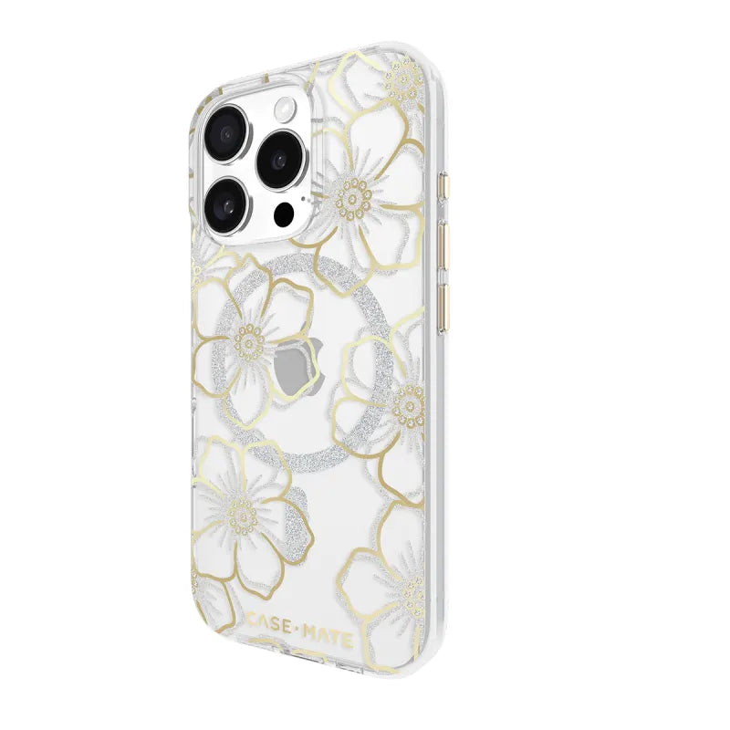 Case-Mate Floral Gems MagSafe Case For iPhone 16 Pro - Gold