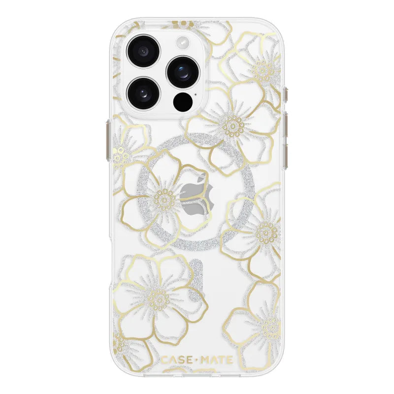 Case-Mate Floral Gems MagSafe Case For iPhone 16 Pro Max - Gold
