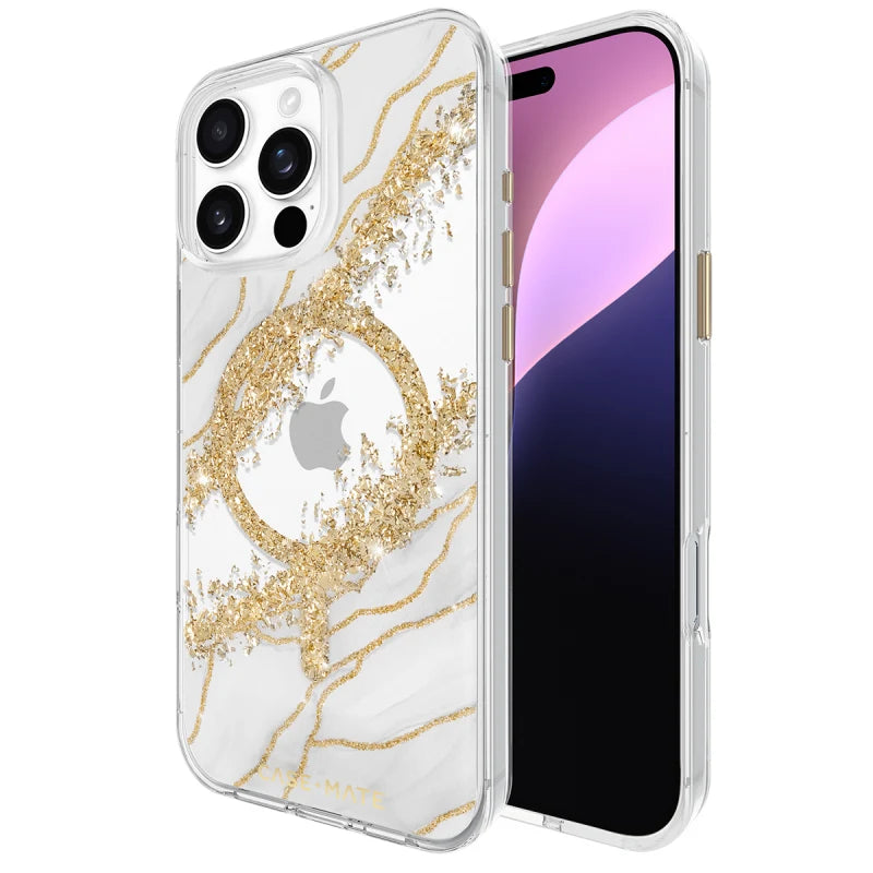 Case-Mate Karat MagSafe Case For iPhone 16 Pro Max - Granite - White / Gunmetal Grey