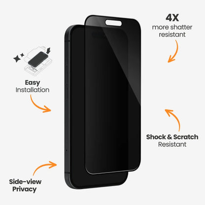 EFM Privacy Glass Screen Armour For iPhone 16 Pro - Black Transparent