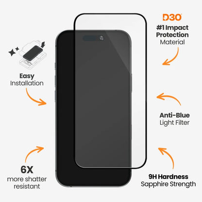 EFM ScreenSafe Glass with D3O Screen Armour For iPhone 16 Pro - Clear