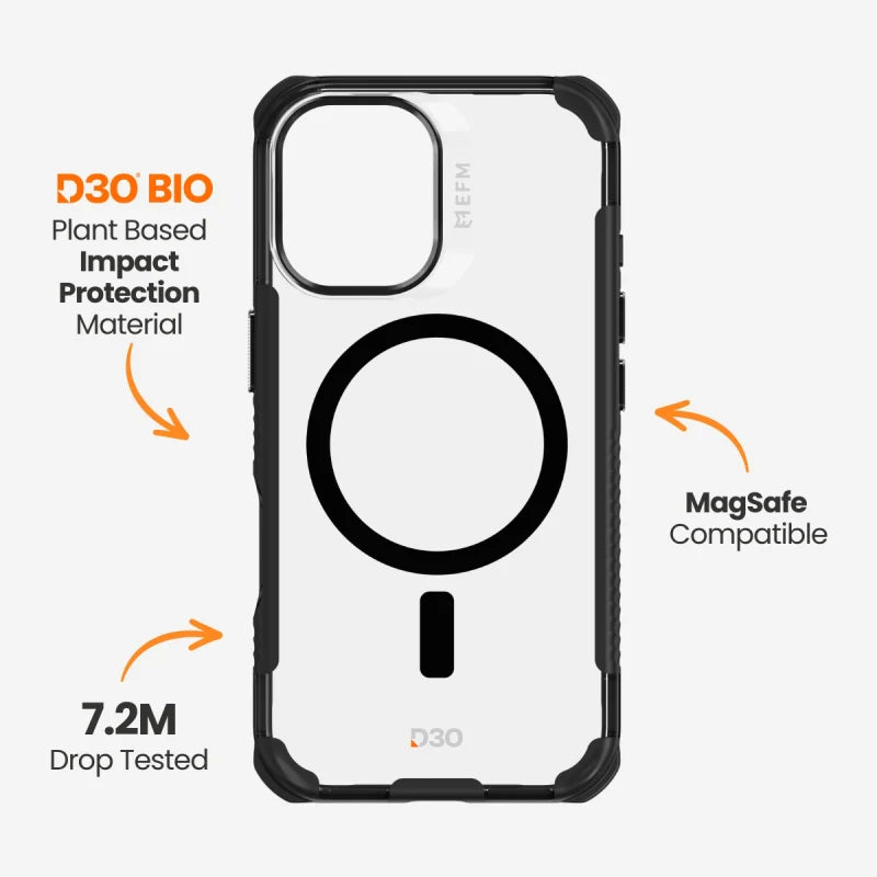 EFM Cayman Case with D3O Bio For iPhone 16 - Carbon