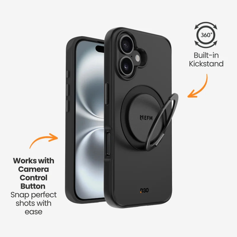 EFM Alta Case with D3O Bio For iPhone 16 - Black