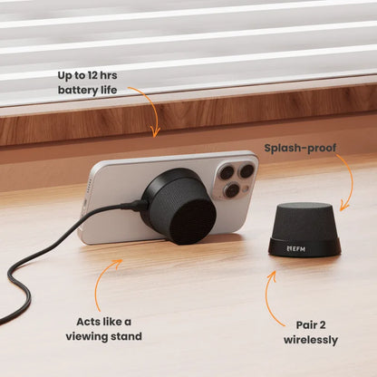 EFM Cloudbreak Mag Pro Bluetooth Speaker With MagSafe Compatibility and 10W Wireless Charging - Charcoal